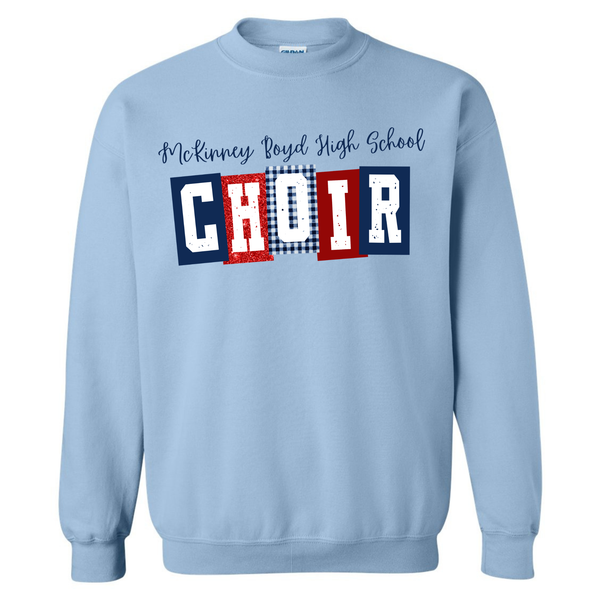 Boyd Choir Block Pattern Light Blue Gildan Crewneck