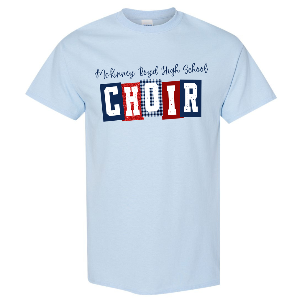 Boyd Choir Block Pattern Light Blue Gildan Tee