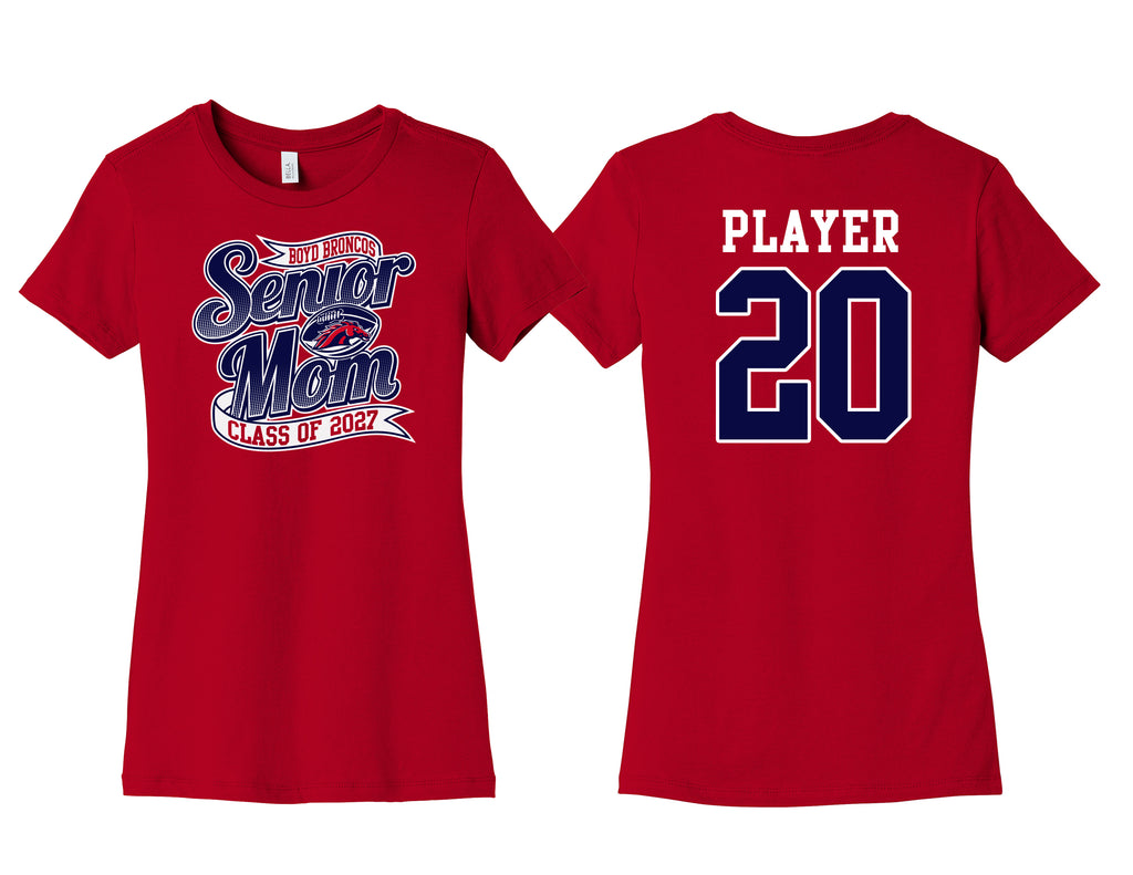 Boyd Football Bella Canvas Short Sleeve Slim Fit T-Shirt Red Mom w/personalization