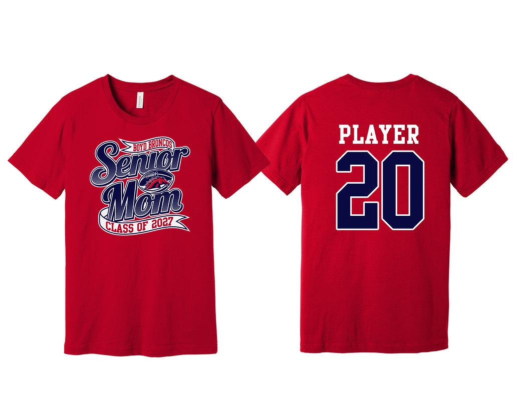 Boyd Football Bella Canvas Short Sleeve T-Shirt Red Mom w/personalization