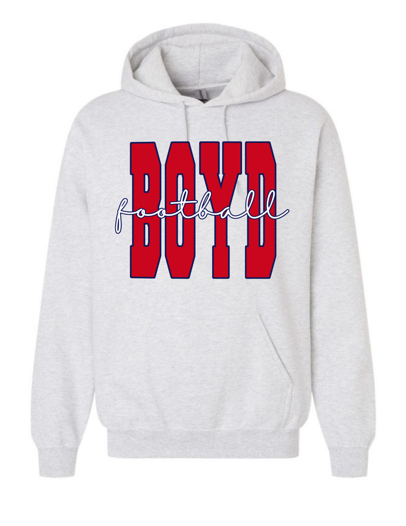 Boyd Football Gildan Hoodie Ash BOYD Script