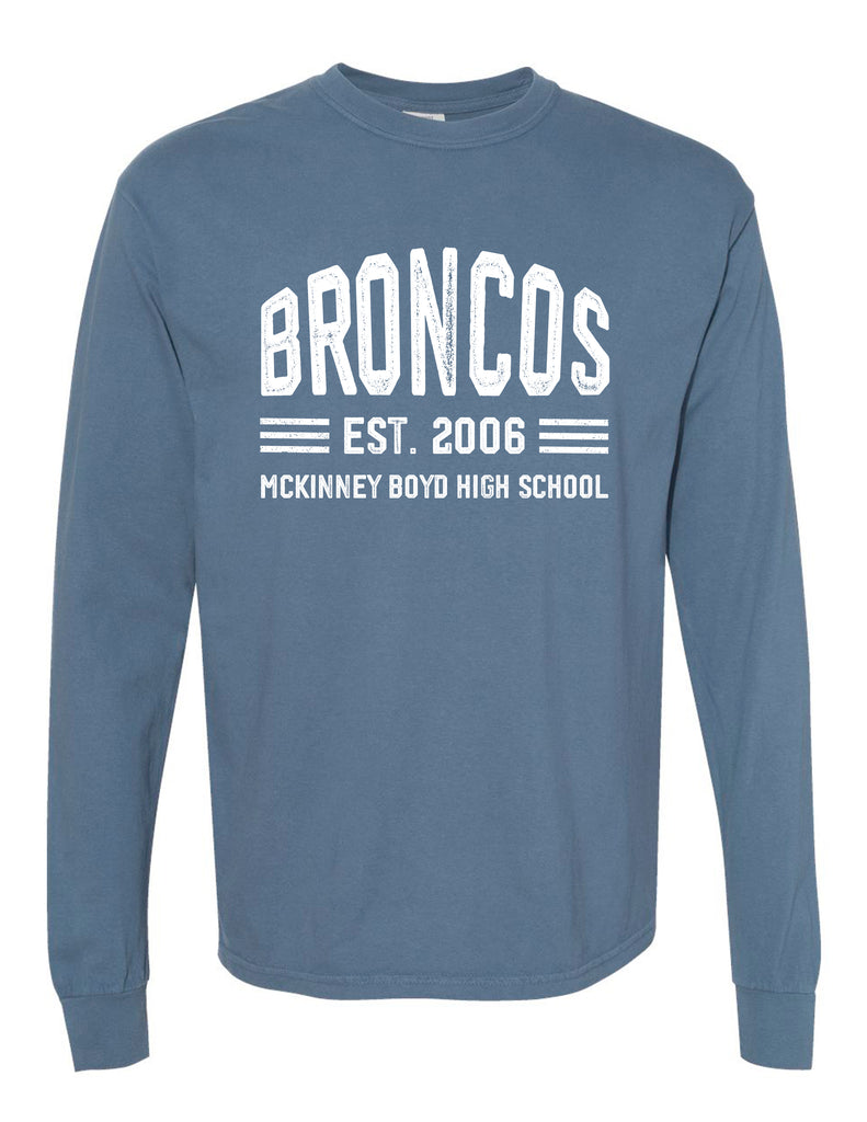 Boyd Football Comfort Color Long Sleeve T-Shirt Blue Jean