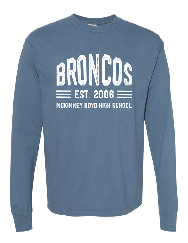 Boyd Football Comfort Color Long Sleeve T-Shirt Blue Jean