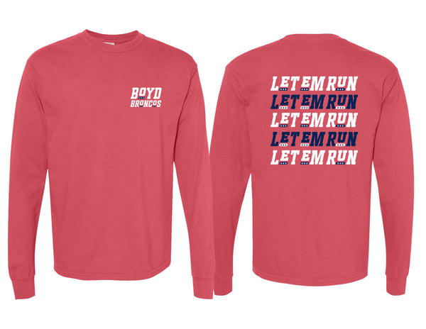 Boyd Football Comfort Color Long Sleeve T-Shirt Crimson