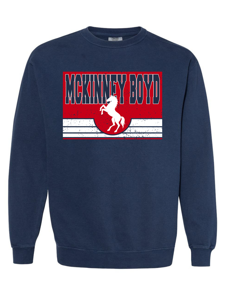Boyd Football Gildan Crewneck Sweatshirt Navy Horse