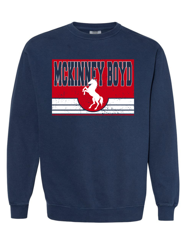 Boyd Football Gildan Crewneck Sweatshirt Navy Horse