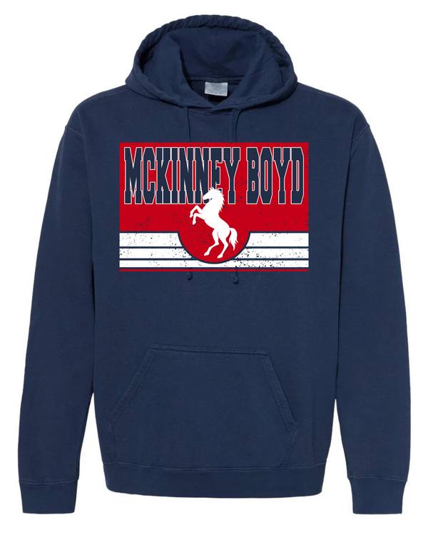 Boyd Football Gildan Hoodie Navy Horse