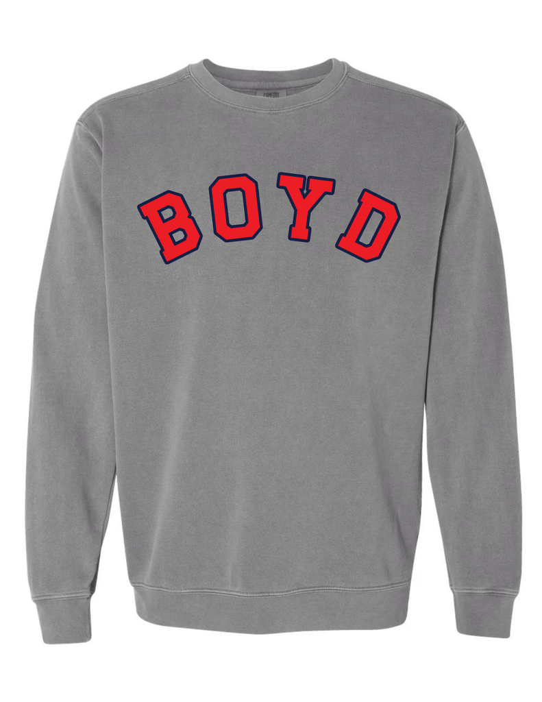 Boyd Football Comfort Color Crewneck Gray Applique/Embroidered BOYD