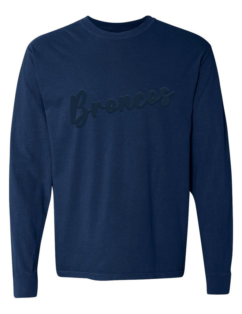 Boyd Football Comfort Color Long Sleeve T-Shirt Navy Puff Print