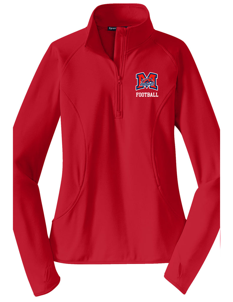 Boyd Football Sports Tek Womens Qtr Zip Red