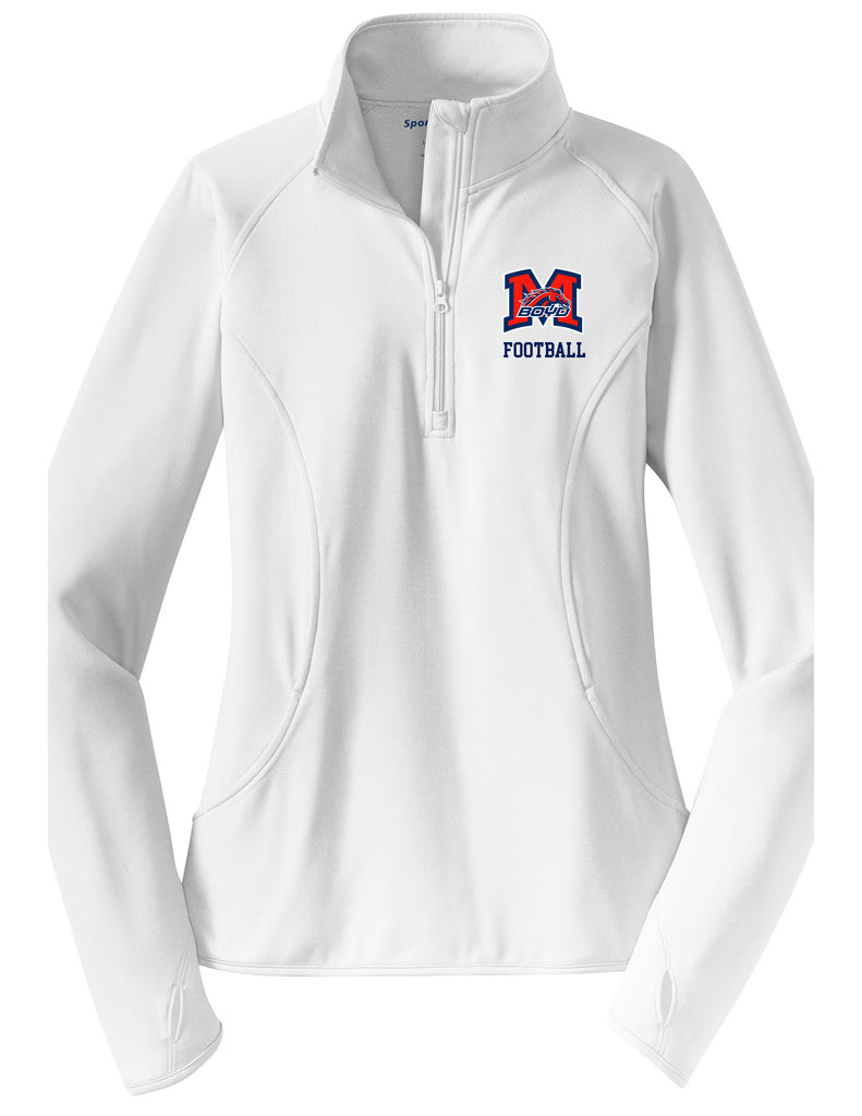 Boyd Football Sports Tek Womens Qtr Zip White