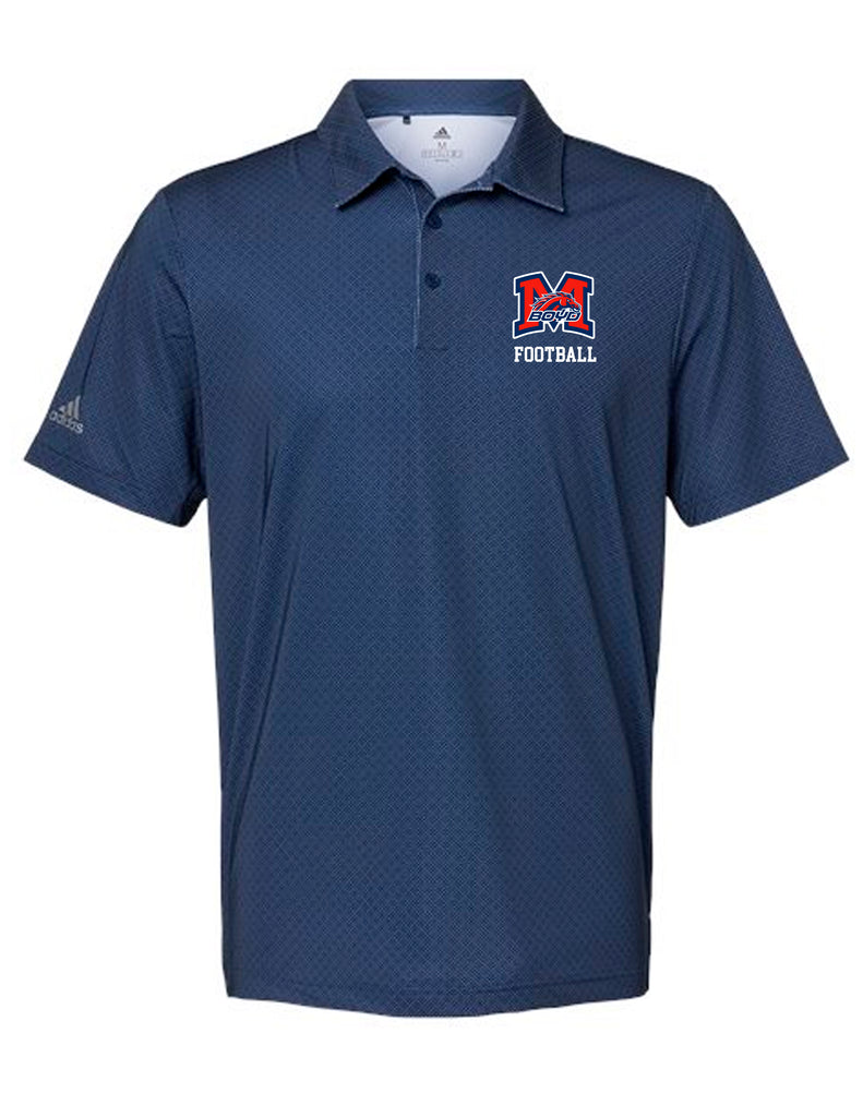 Boyd Football Adidas Pattern Polo Navy Embroidered