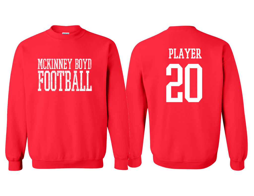 Boyd Football Gildan Crewneck Sweatshirt Red Simple with Personalization Option