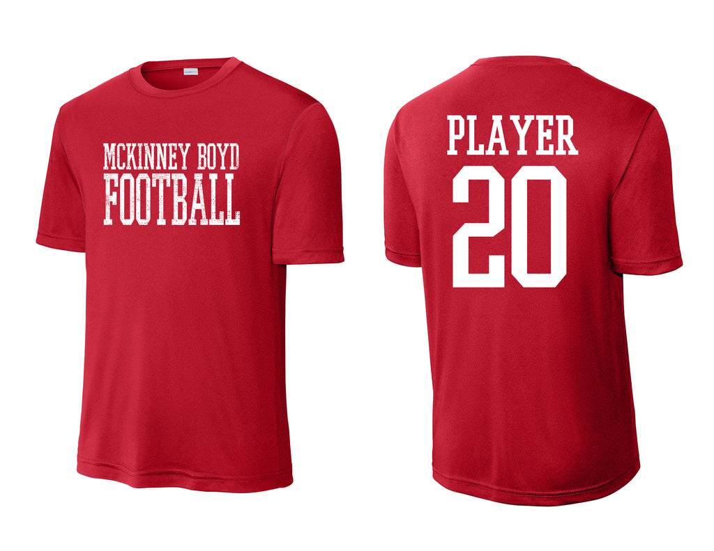 Boyd Football Sports Tek Drifit Short Sleeve T-Shirt Red Simple with Personalization Option
