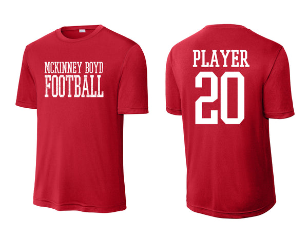 Boyd Football Sports Tek Drifit Short Sleeve T-Shirt Red Simple with Personalization Option