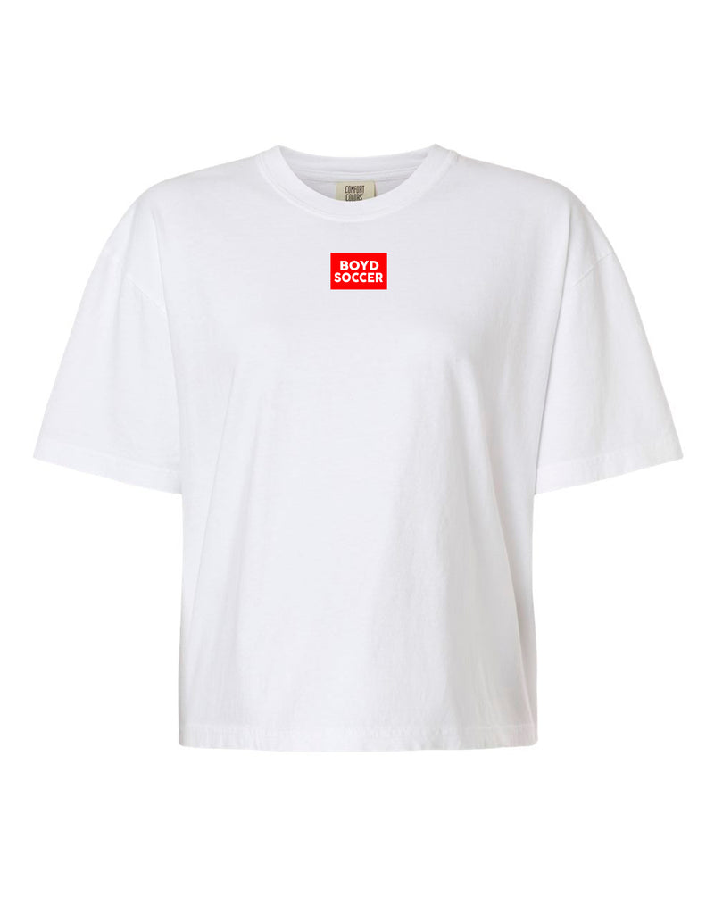 Boyd Soccer Daily Drills Inspired White Comfort Colors Boxy Cropped Tee