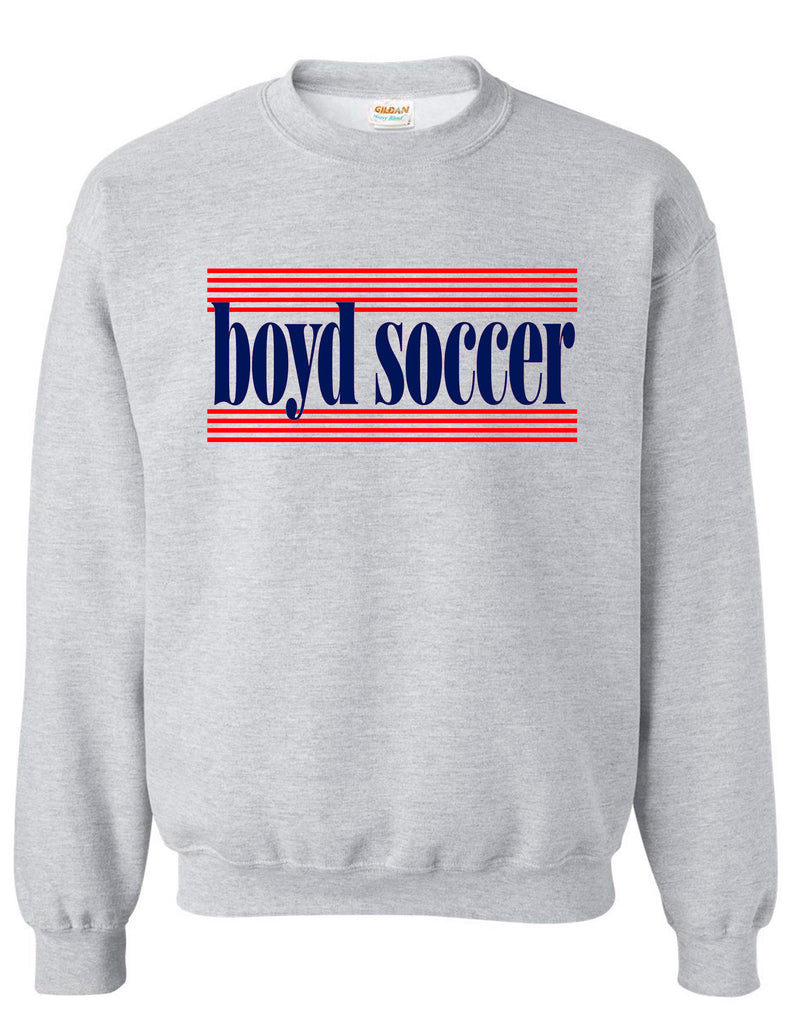 Boyd Soccer Lines Ash Gray Gildan Crewneck