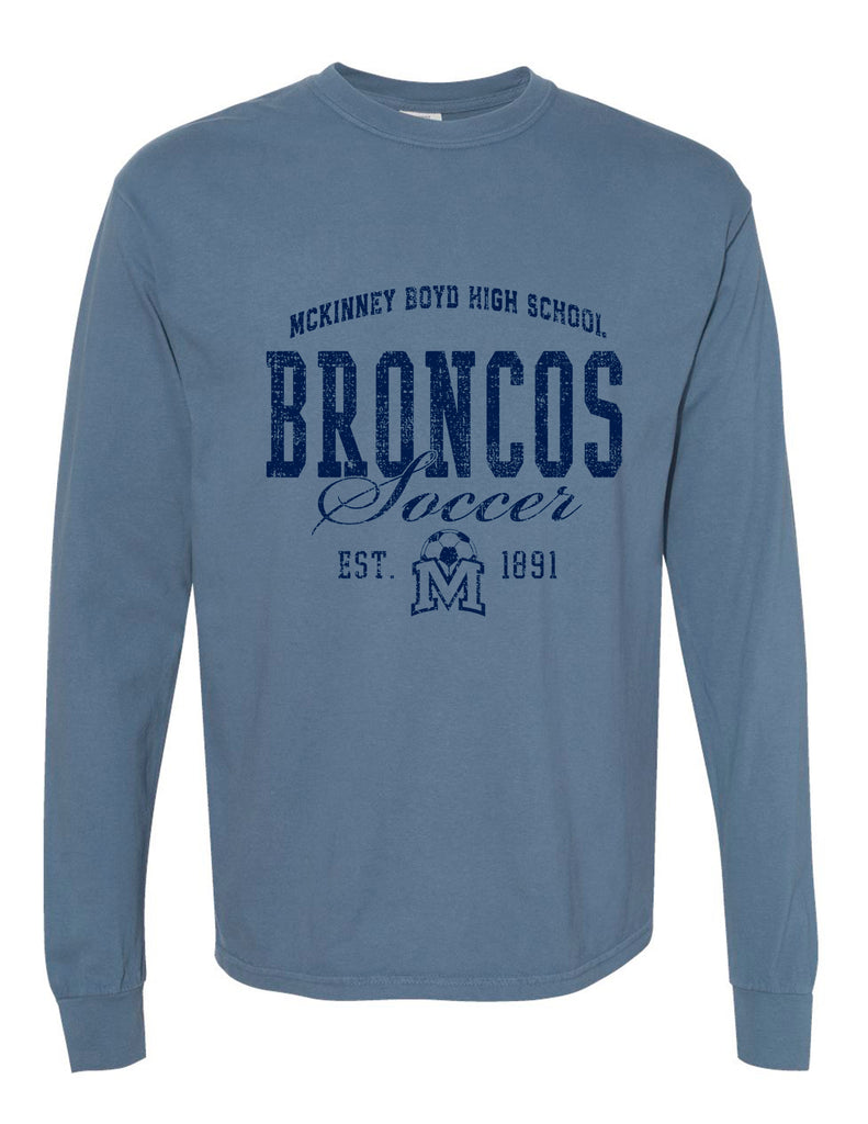 Boyd Soccer Monochromatic Blue Jean Comfort Colors Long Sleeve Tee