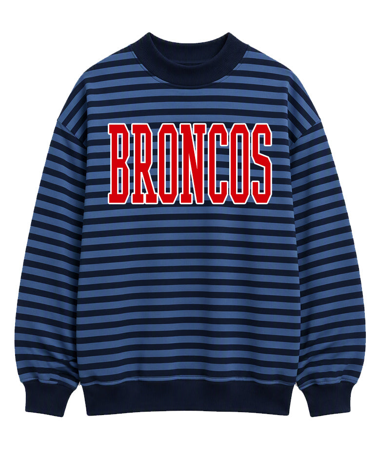Boyd Soccer Striped BRONCOS Mock Neck Sweatshirt