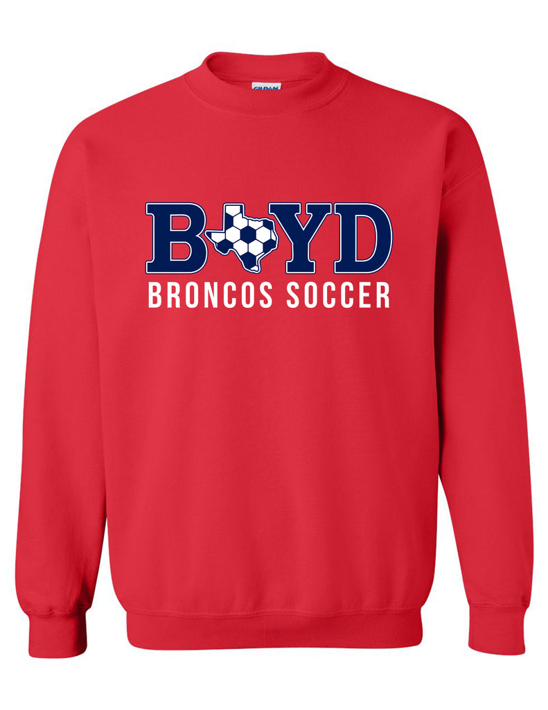 Boyd Soccer Texas Ball Red Gildan Crewneck
