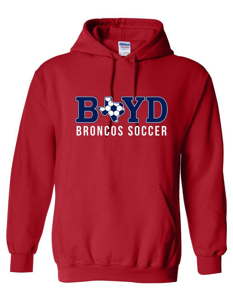 Boyd Soccer Texas Ball Red Gildan Hoodie