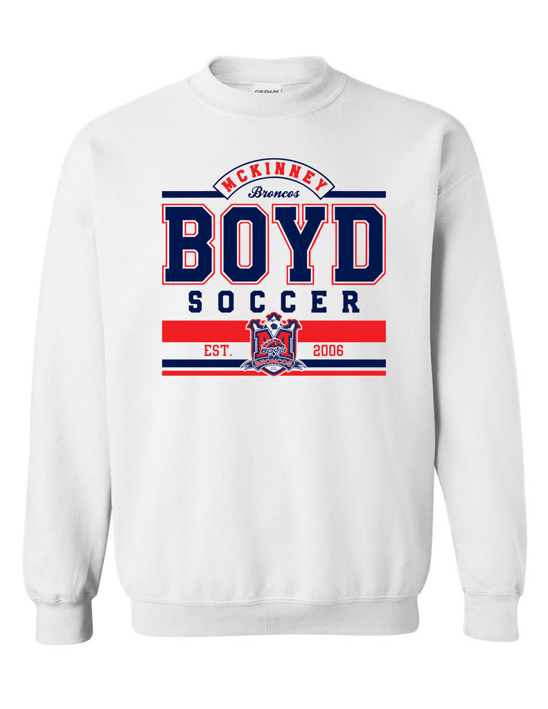 Boyd Soccer Varsity Style White Gildan Crewneck