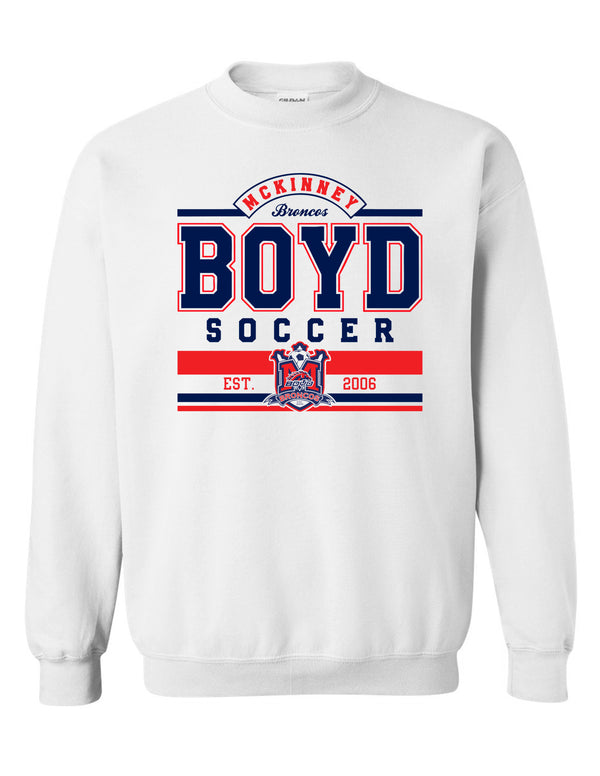 Boyd Soccer Varsity Style White Gildan Crewneck