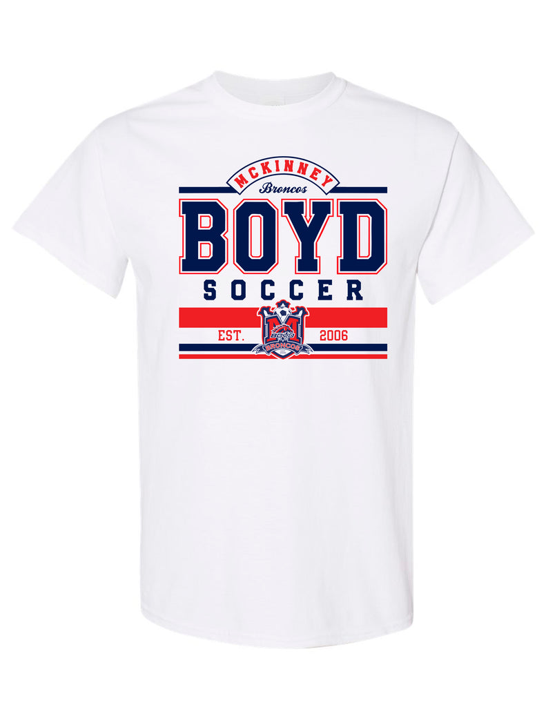 Boyd Soccer Varsity Style White Gildan Tee