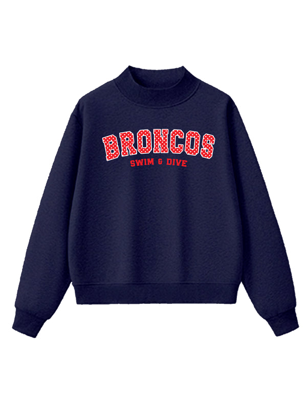 Boyd Swim and Dive Mockneck Sweatshirt Navy Polka Dot Applique
