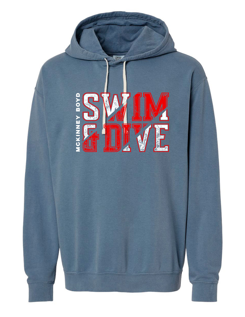 Boyd Swim & Dive Comfort Colors Blue Jean Swim Slanted Design Hoodie