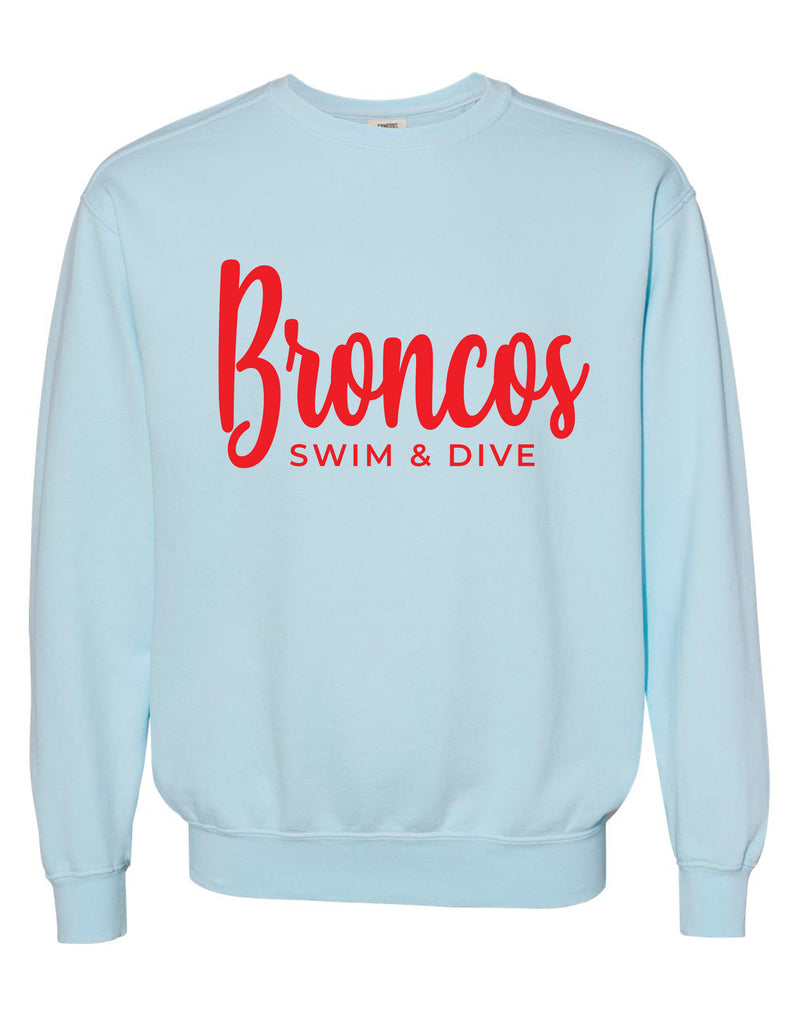 Boyd Swim & Dive Comfort Colors Chambray Puffy Print Script Crewneck Sweatshirt