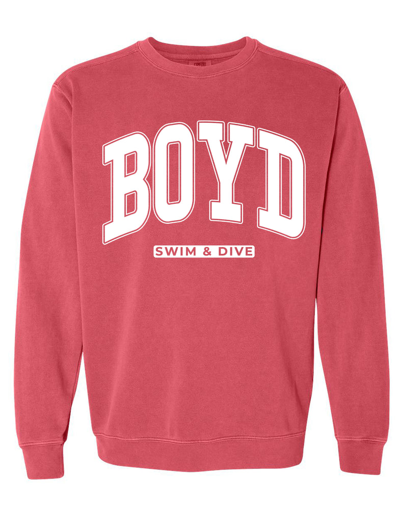 Boyd Swim & Dive Comfort Colors Crimson Oversized BRONCOS Design Crewneck Sweatshirt