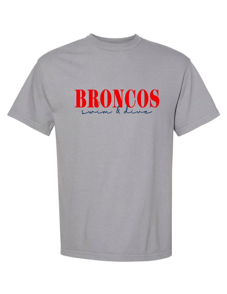 Boyd Swim & Dive Comfort Colors Granite BRONCOS Script SS Tee