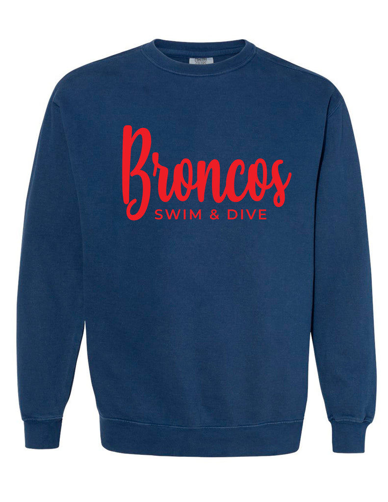 Boyd Swim & Dive Comfort Colors Navy Puffy Print Script Crewneck Sweatshirt