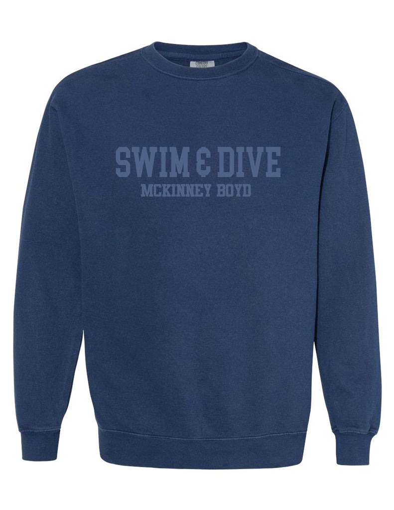 Boyd Swim & Dive Comfort Colors Navy Tone on Tone Embroidered Crewneck Sweatshirt