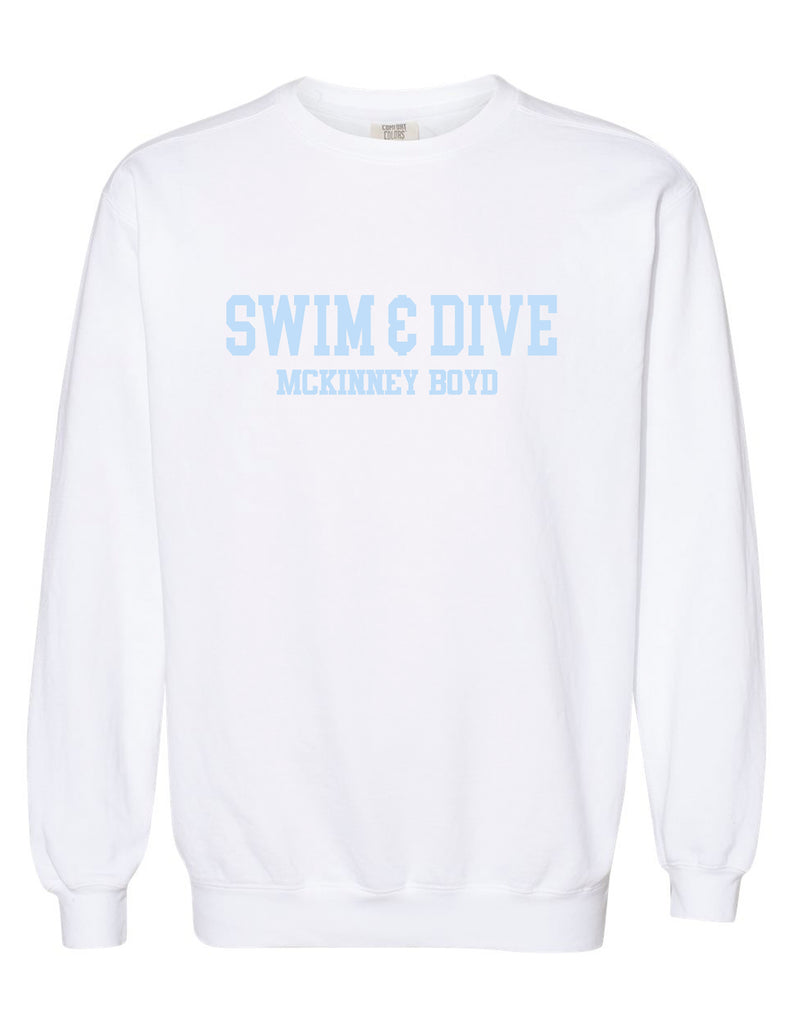 Boyd Swim & Dive Comfort Colors White Tone on Tone Embroidered Crewneck Sweatshirt