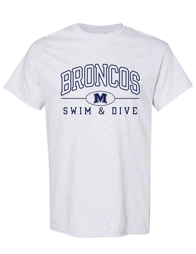 Boyd Swim & Dive Gildan SoftStyle Ash Gray Broncos Outline Design SS Tee