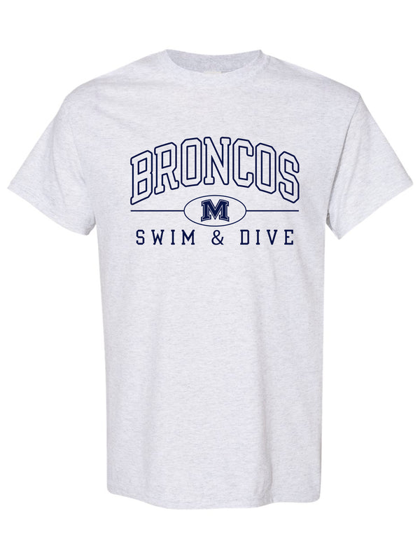 Boyd Swim & Dive Gildan SoftStyle Ash Gray Broncos Outline Design SS Tee