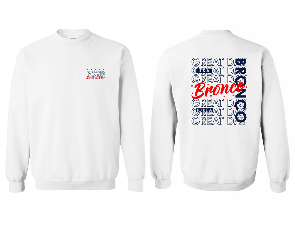 Boyd Swim & Dive Gildan SoftStyle White Word Wall Frocket Design Crewneck Sweatshirt