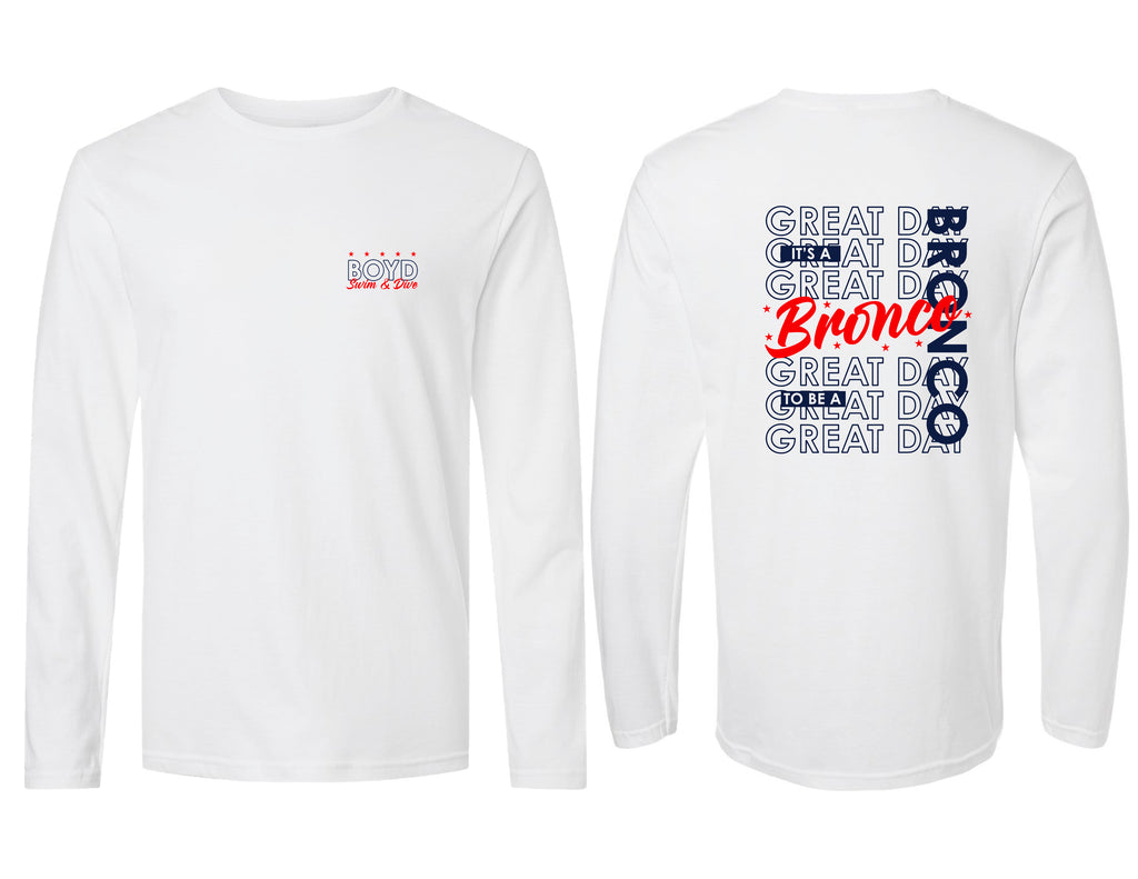 Boyd Swim & Dive Gildan SoftStyle White Word Wall Frocket Design LS Tee