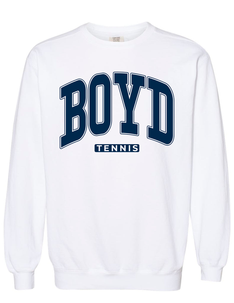 McKinney Boyd Tennis Oversized Print White Crewneck | Personalization Option
