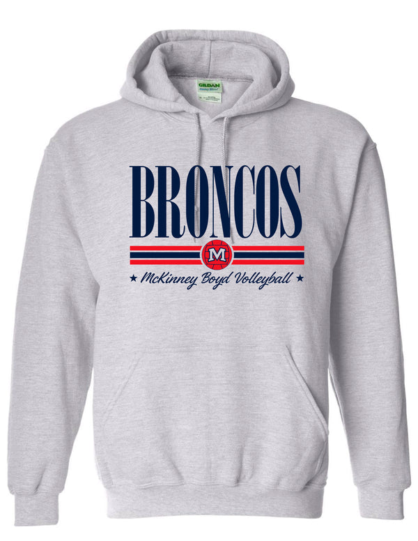 Boyd Volleyball BRONCOS Stripe Ash Gray Gildan Hoodie