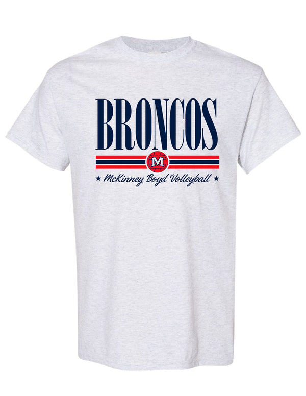 Boyd Volleyball BRONCOS Stripe Ash Gray Gildan Tee