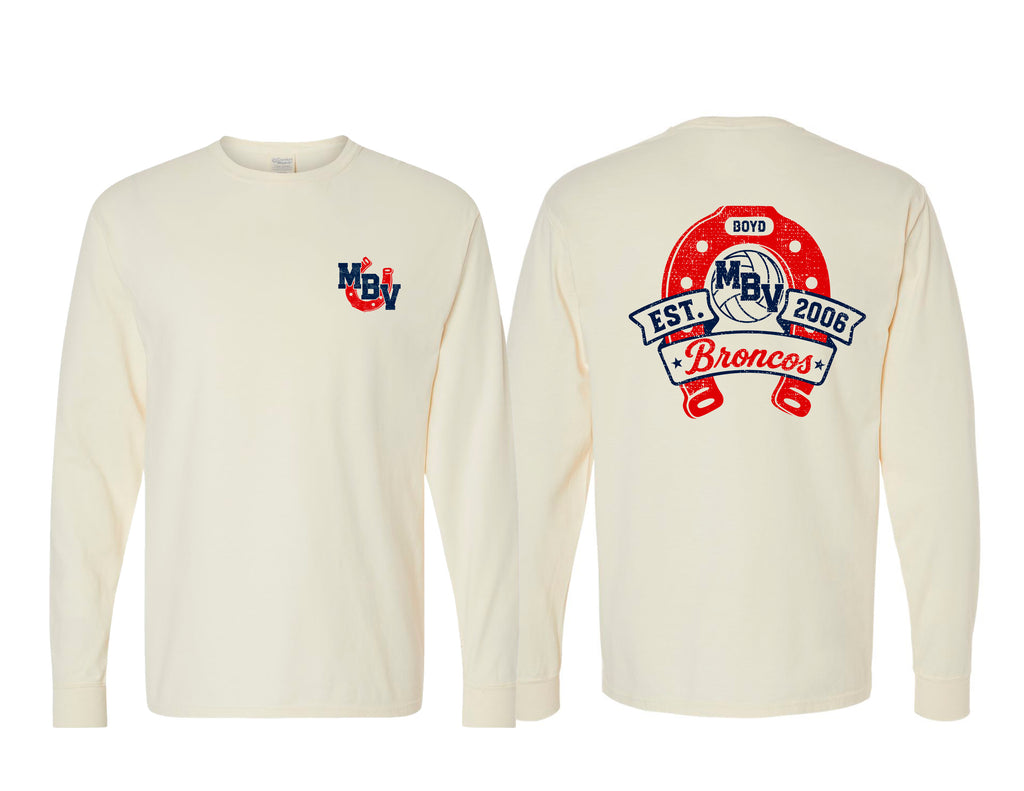 Boyd Volleyball Horseshoe Parchment Comfort Wash Long Sleeve Tee