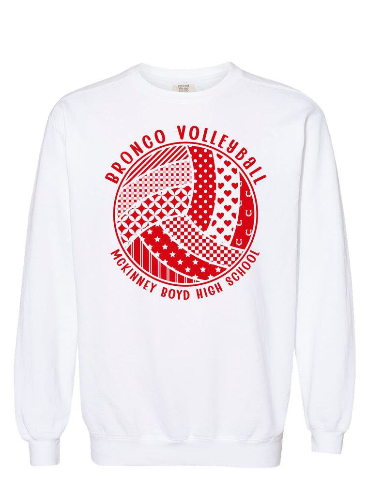 Boyd Volleyball Pattern Ball White Comfort Colors Crewneck