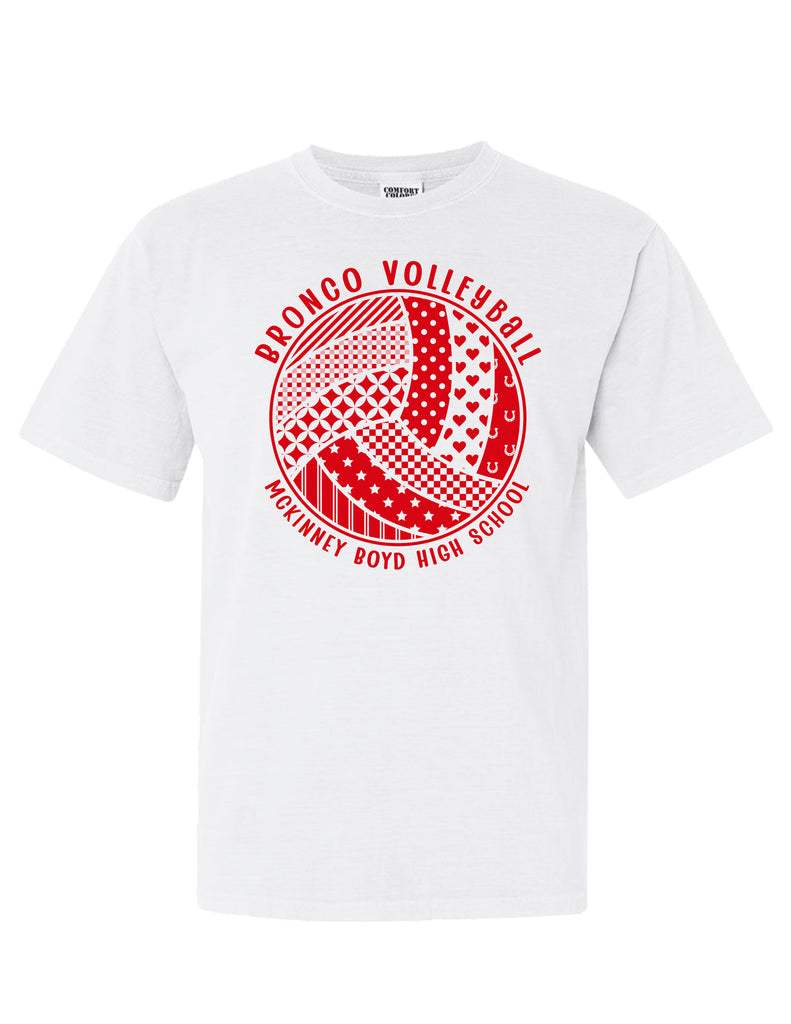 Boyd Volleyball Pattern Ball White Comfort Colors Tee
