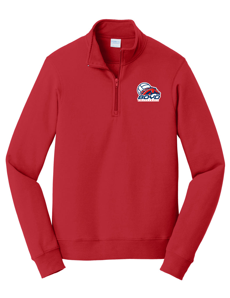 Boyd Volleyball Port & Co Red Quarter Zip Sweatshirt