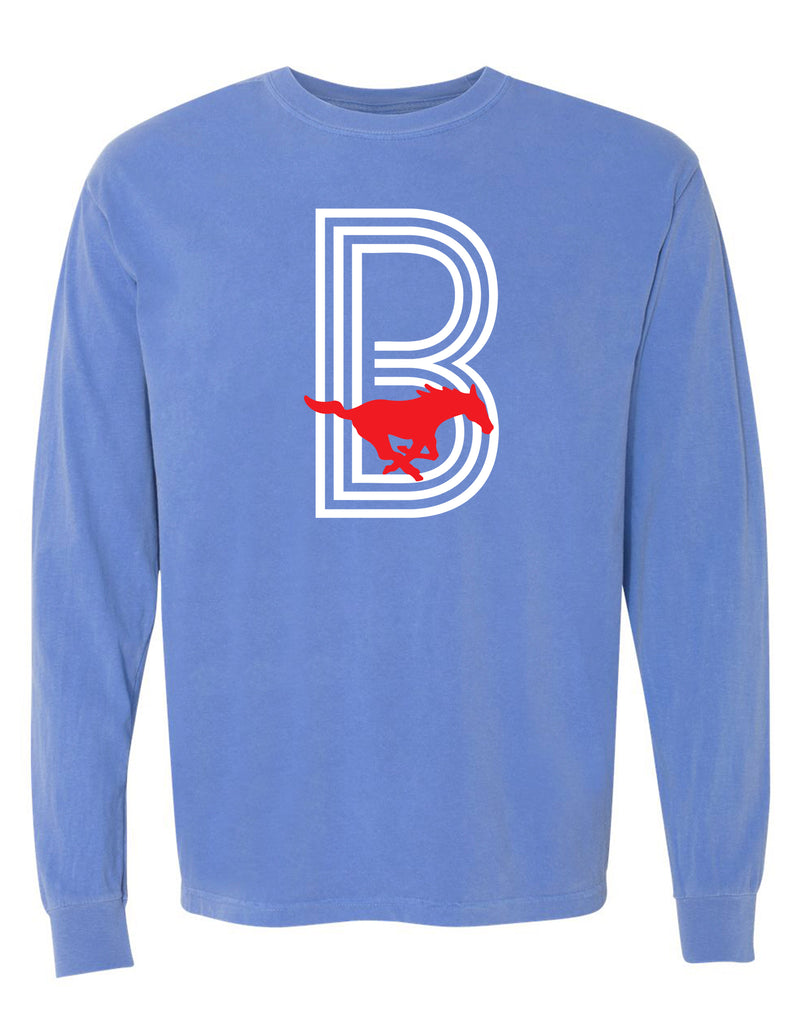 Boyd Volleyball SMU Style B Flo Blue Comfort Colors Long Sleeve Tee