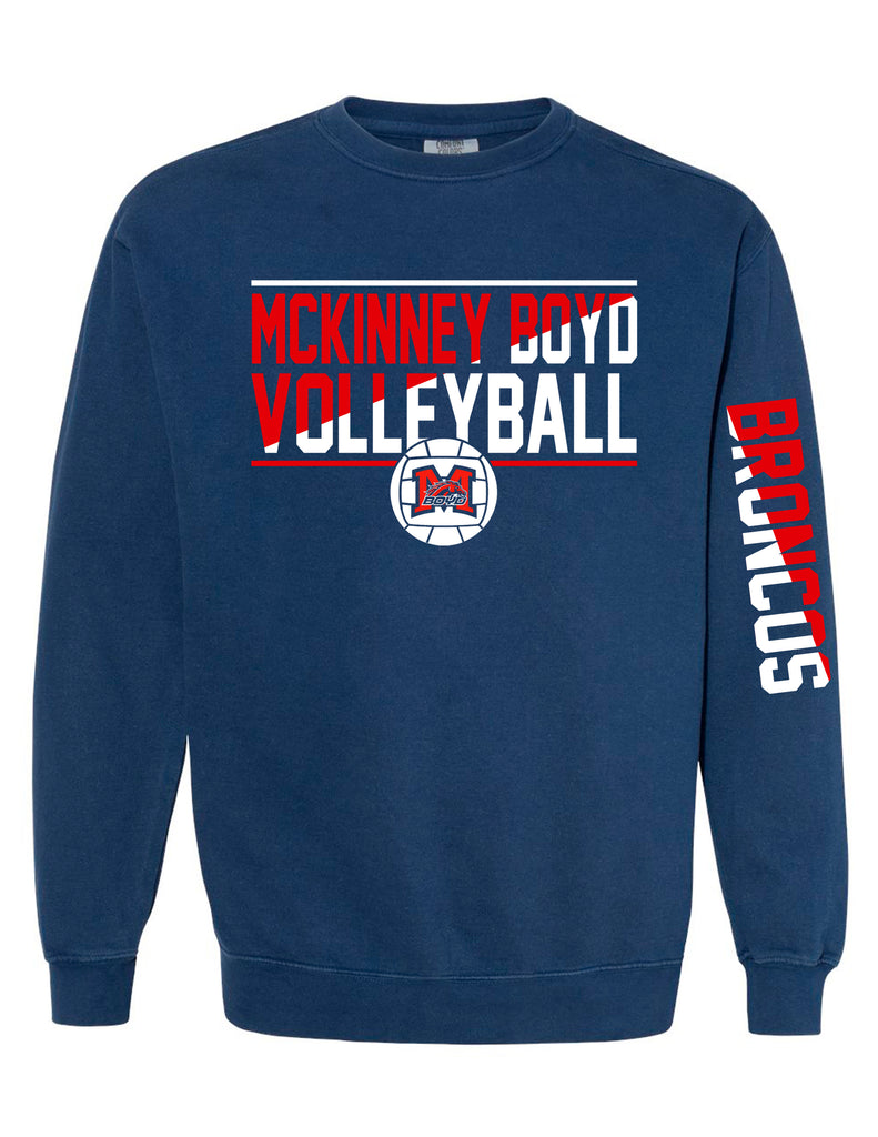 Boyd Volleyball Slant Design Navy Comfort Colors Crewneck