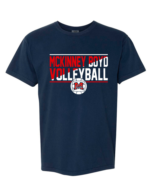 Boyd Volleyball Slant Design Navy Comfort Colors Tee